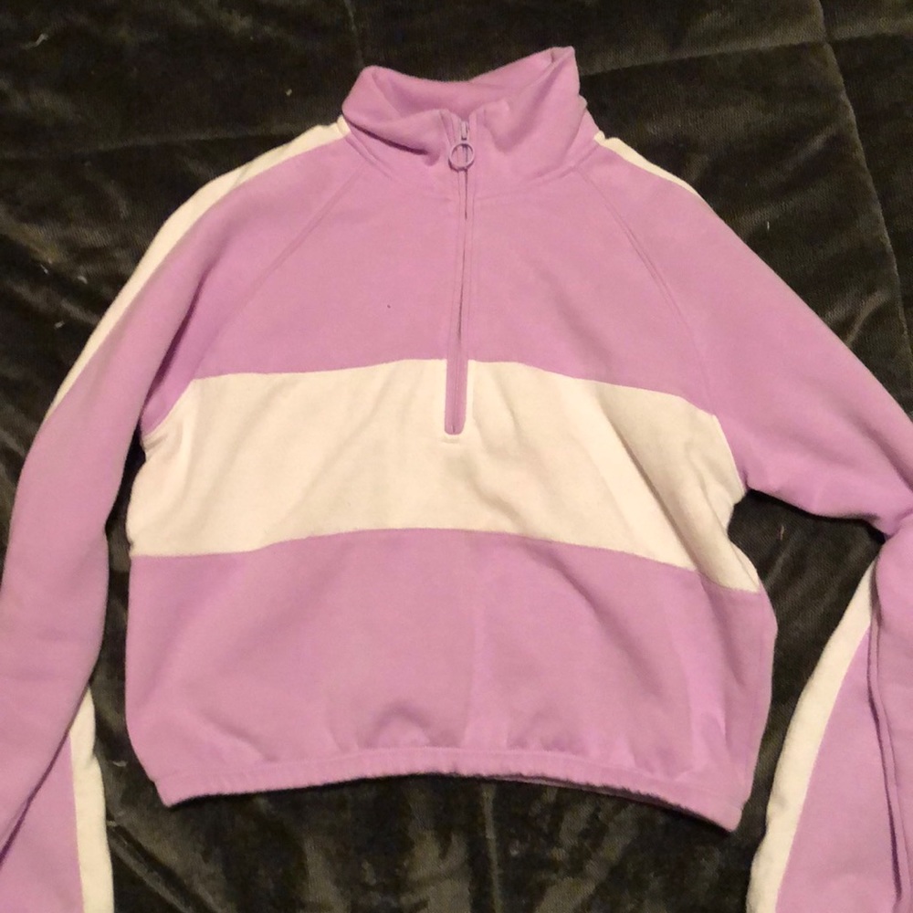 Purple Cropped Quarter Zip Jacket